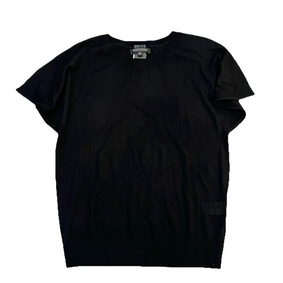 Banana Republic Extra Fine Merino Wool Short Sleeve Sweater Size Medium Black - Picture 1 of 7